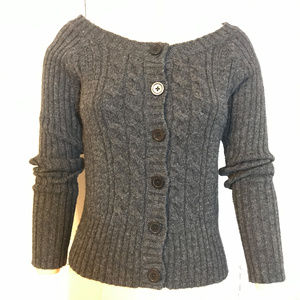 Wool blend Gray Cable Cardigan